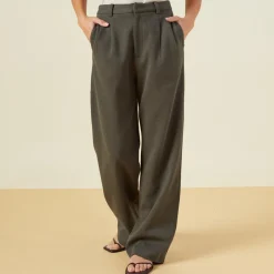 MONROW Bonded Thermal Pleated Pants KALEGREEN Best
